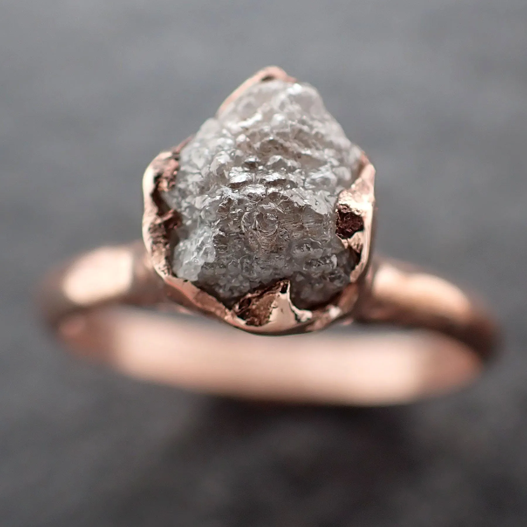 Raw Diamond Engagement Ring Rough Uncut Diamond Solitaire Recycled 14k Rose gold Conflict Free Diamond Wedding Promise 3102