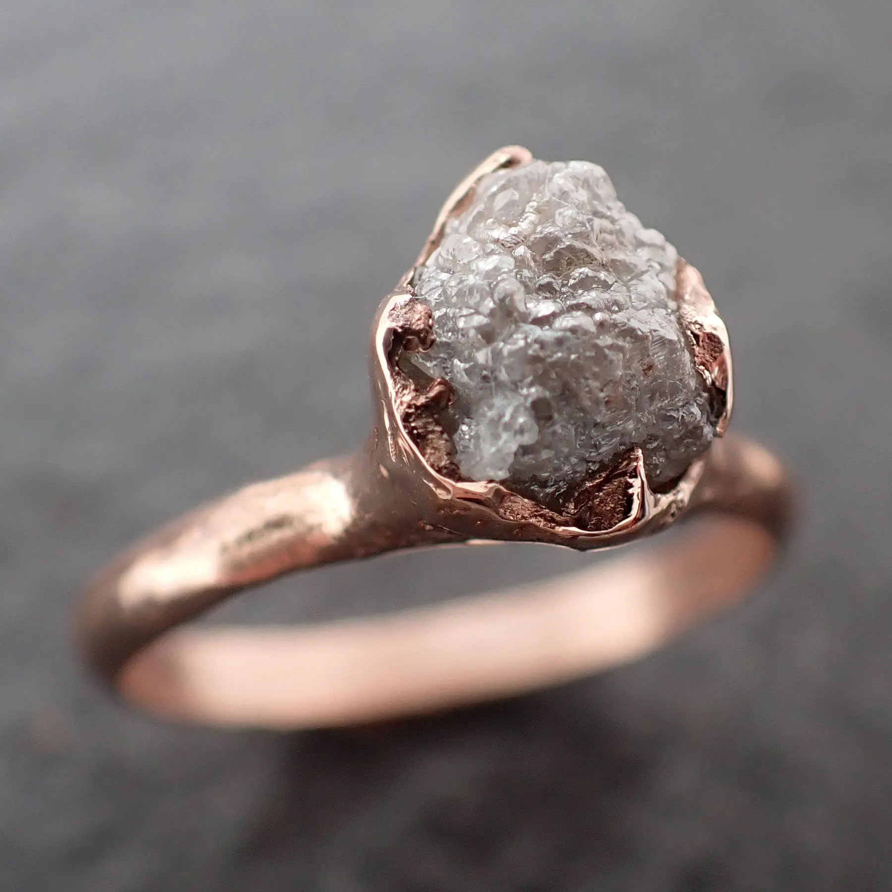 Raw Diamond Engagement Ring Rough Uncut Diamond Solitaire Recycled 14k Rose gold Conflict Free Diamond Wedding Promise 3102