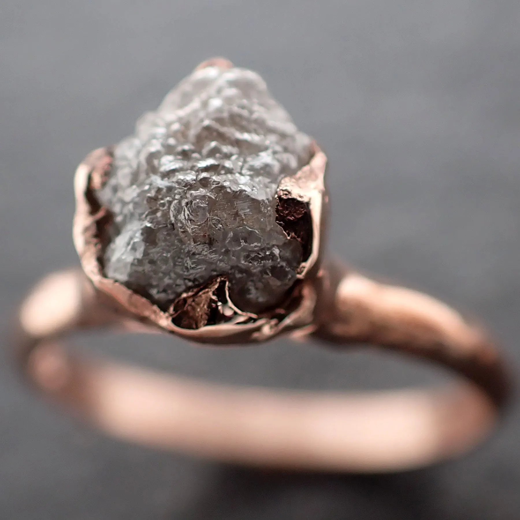 Raw Diamond Engagement Ring Rough Uncut Diamond Solitaire Recycled 14k Rose gold Conflict Free Diamond Wedding Promise 3102