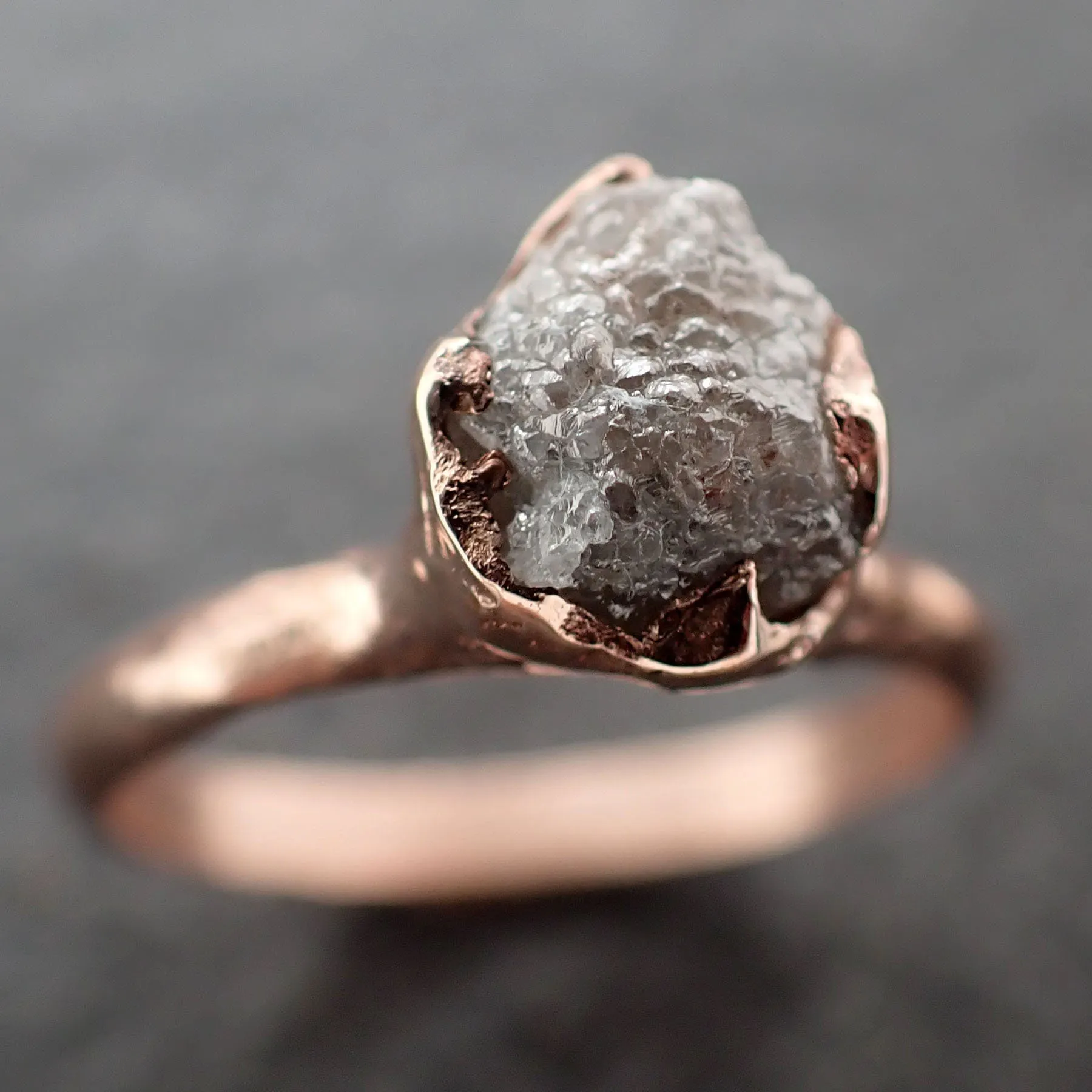 Raw Diamond Engagement Ring Rough Uncut Diamond Solitaire Recycled 14k Rose gold Conflict Free Diamond Wedding Promise 3102