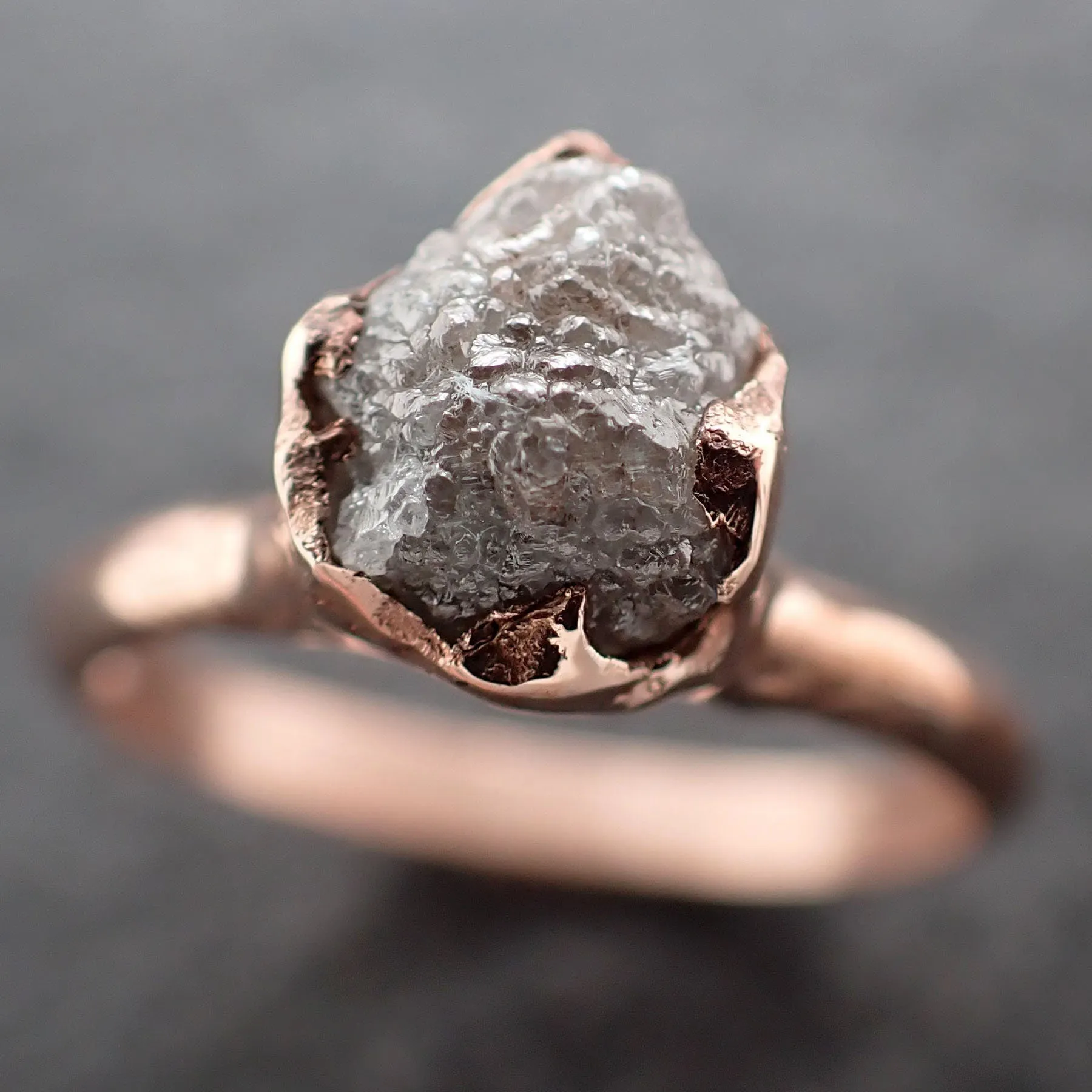 Raw Diamond Engagement Ring Rough Uncut Diamond Solitaire Recycled 14k Rose gold Conflict Free Diamond Wedding Promise 3102