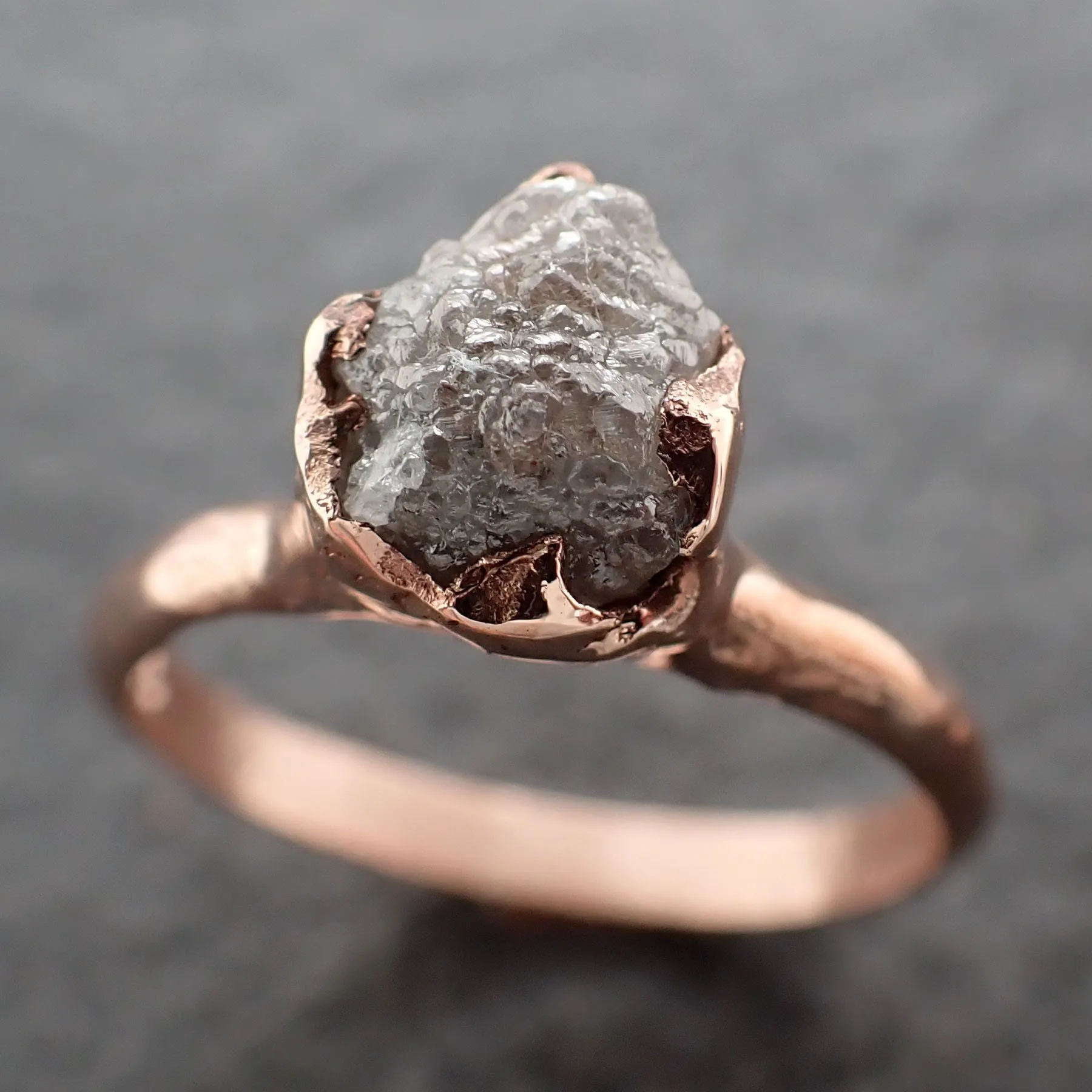 Raw Diamond Engagement Ring Rough Uncut Diamond Solitaire Recycled 14k Rose gold Conflict Free Diamond Wedding Promise 3102