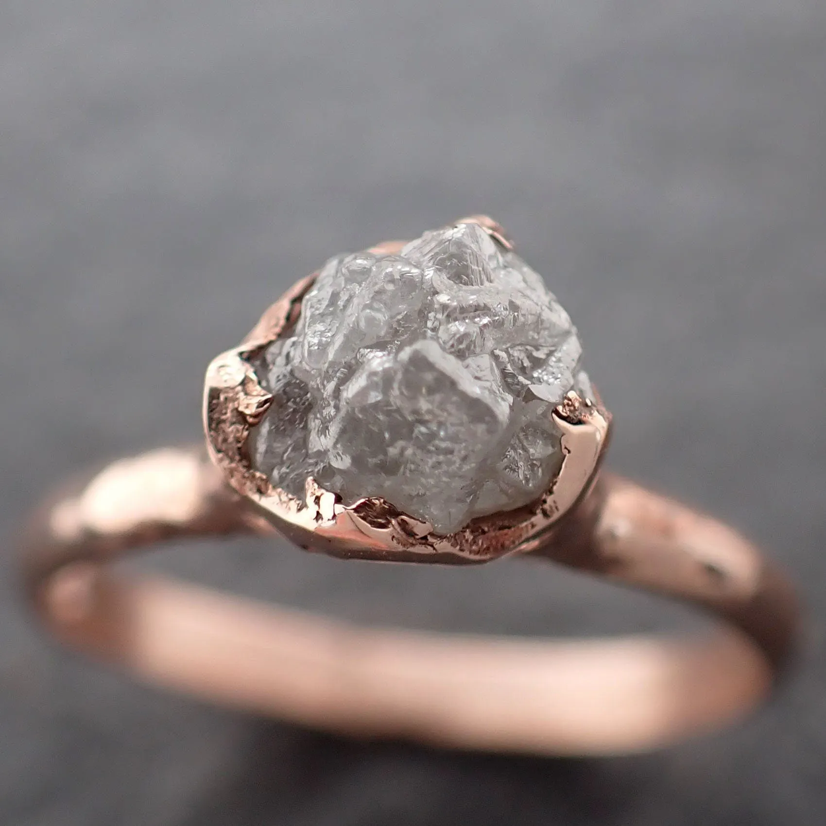 Raw Diamond Engagement Ring Rough Uncut Diamond Solitaire Recycled 14k Rose gold Conflict Free Diamond Wedding Promise 3104