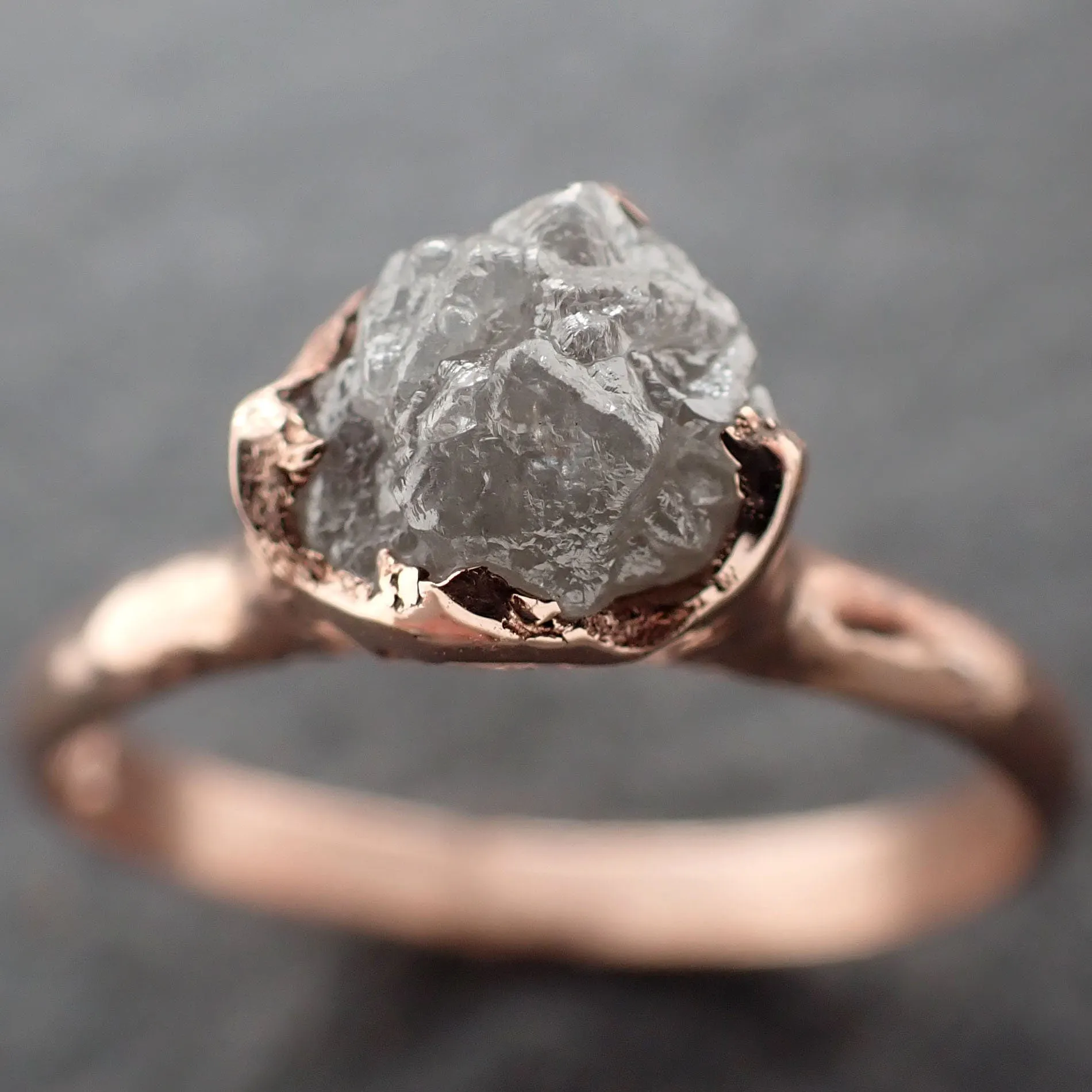Raw Diamond Engagement Ring Rough Uncut Diamond Solitaire Recycled 14k Rose gold Conflict Free Diamond Wedding Promise 3104