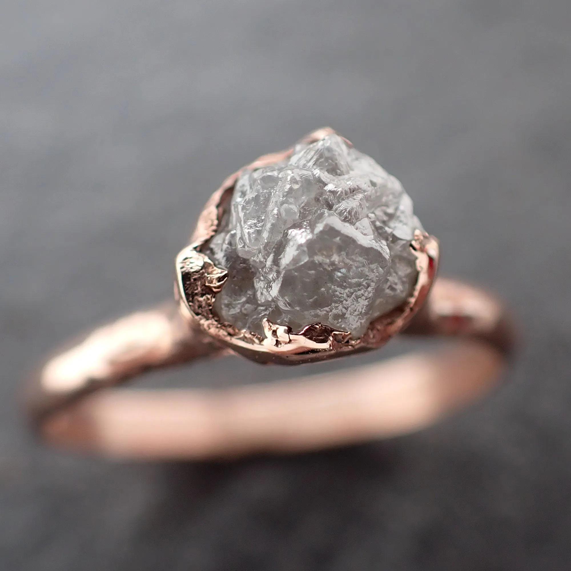 Raw Diamond Engagement Ring Rough Uncut Diamond Solitaire Recycled 14k Rose gold Conflict Free Diamond Wedding Promise 3104