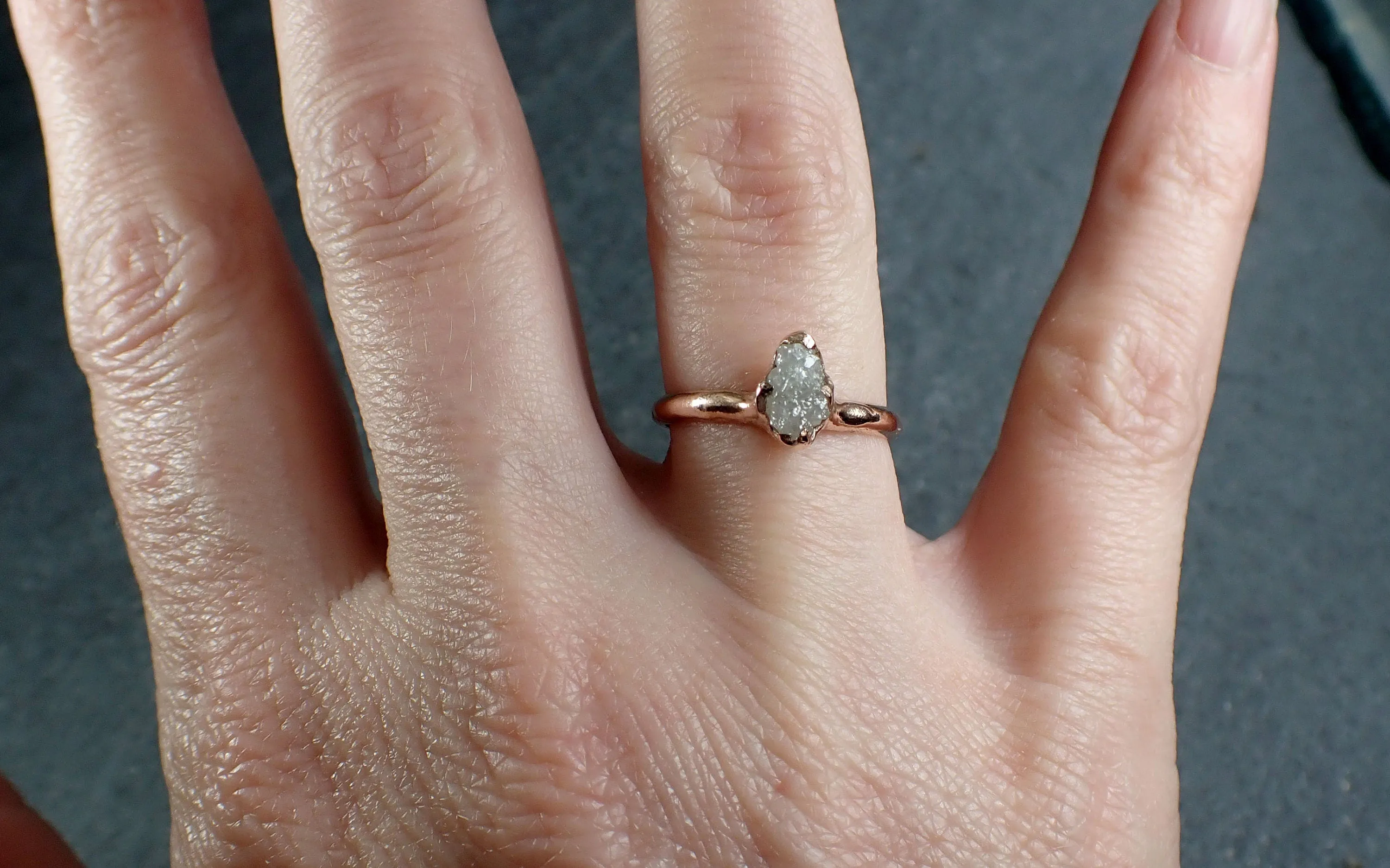 Raw Diamond Engagement Ring Rough Uncut Diamond Solitaire Recycled 14k Rose gold Conflict Free Diamond Wedding Promise 3113