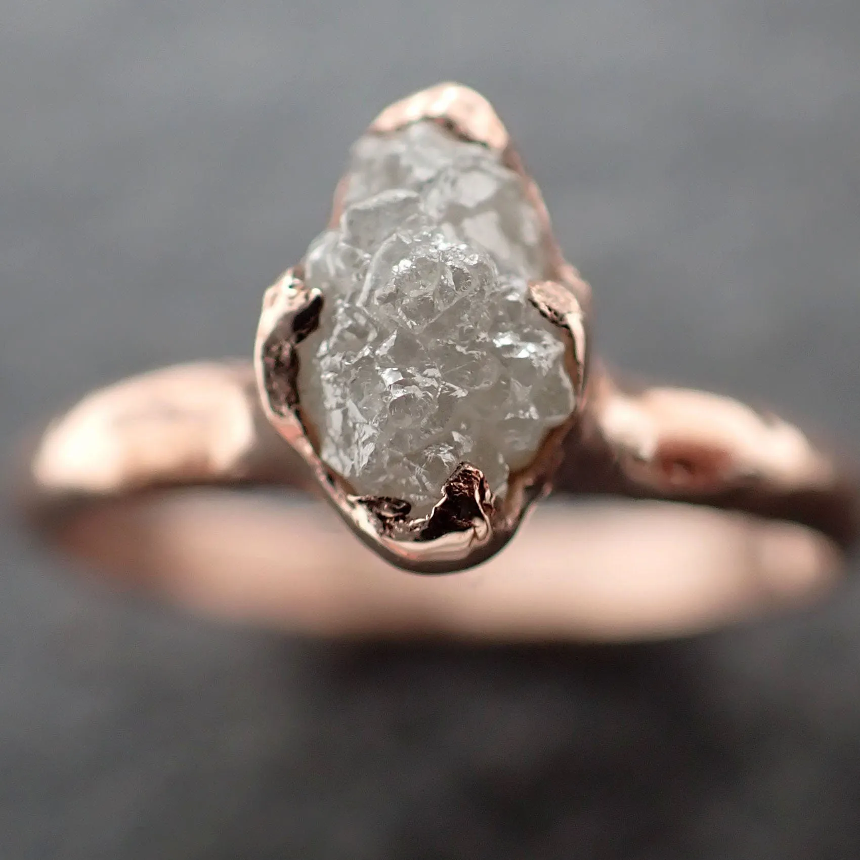 Raw Diamond Engagement Ring Rough Uncut Diamond Solitaire Recycled 14k Rose gold Conflict Free Diamond Wedding Promise 3113