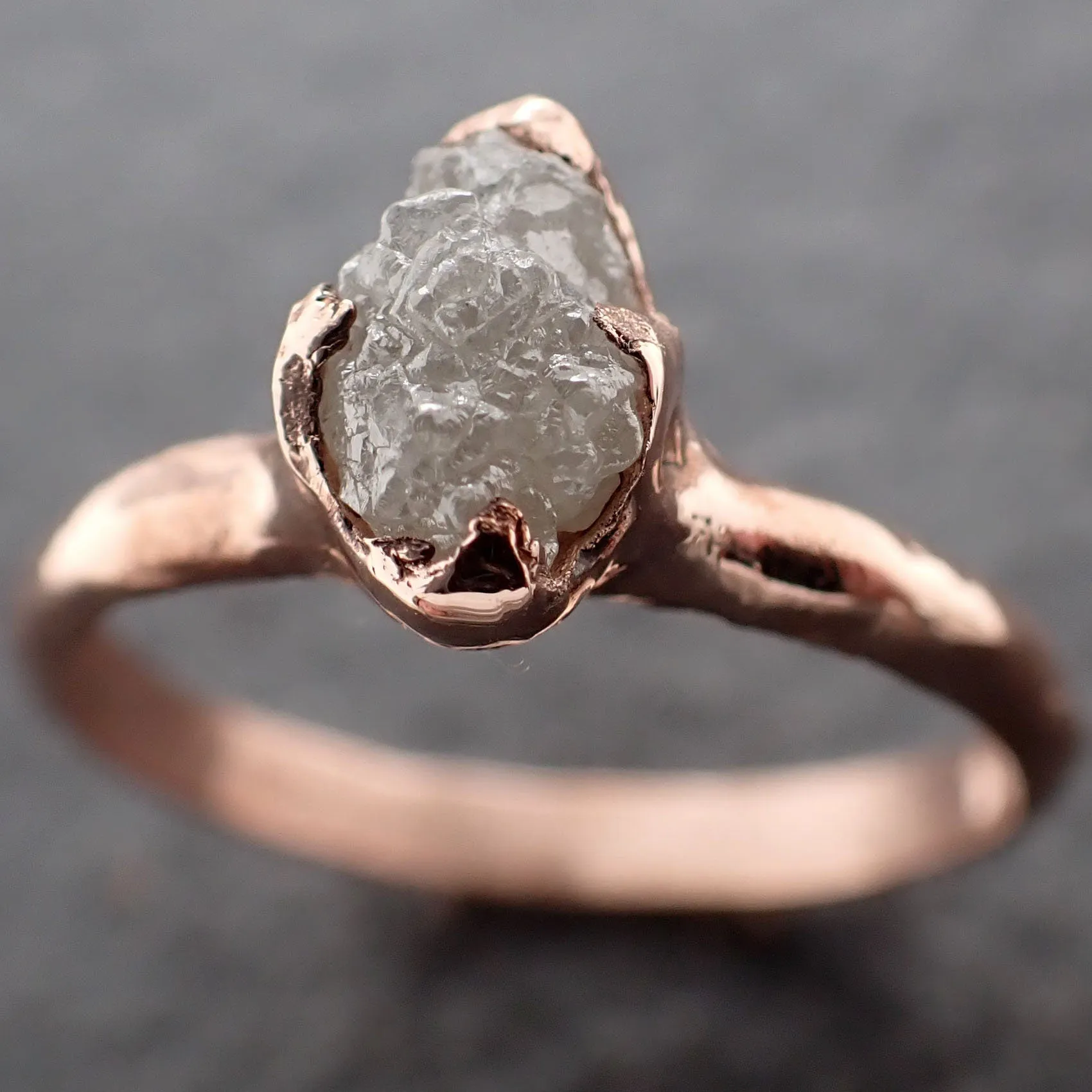 Raw Diamond Engagement Ring Rough Uncut Diamond Solitaire Recycled 14k Rose gold Conflict Free Diamond Wedding Promise 3113