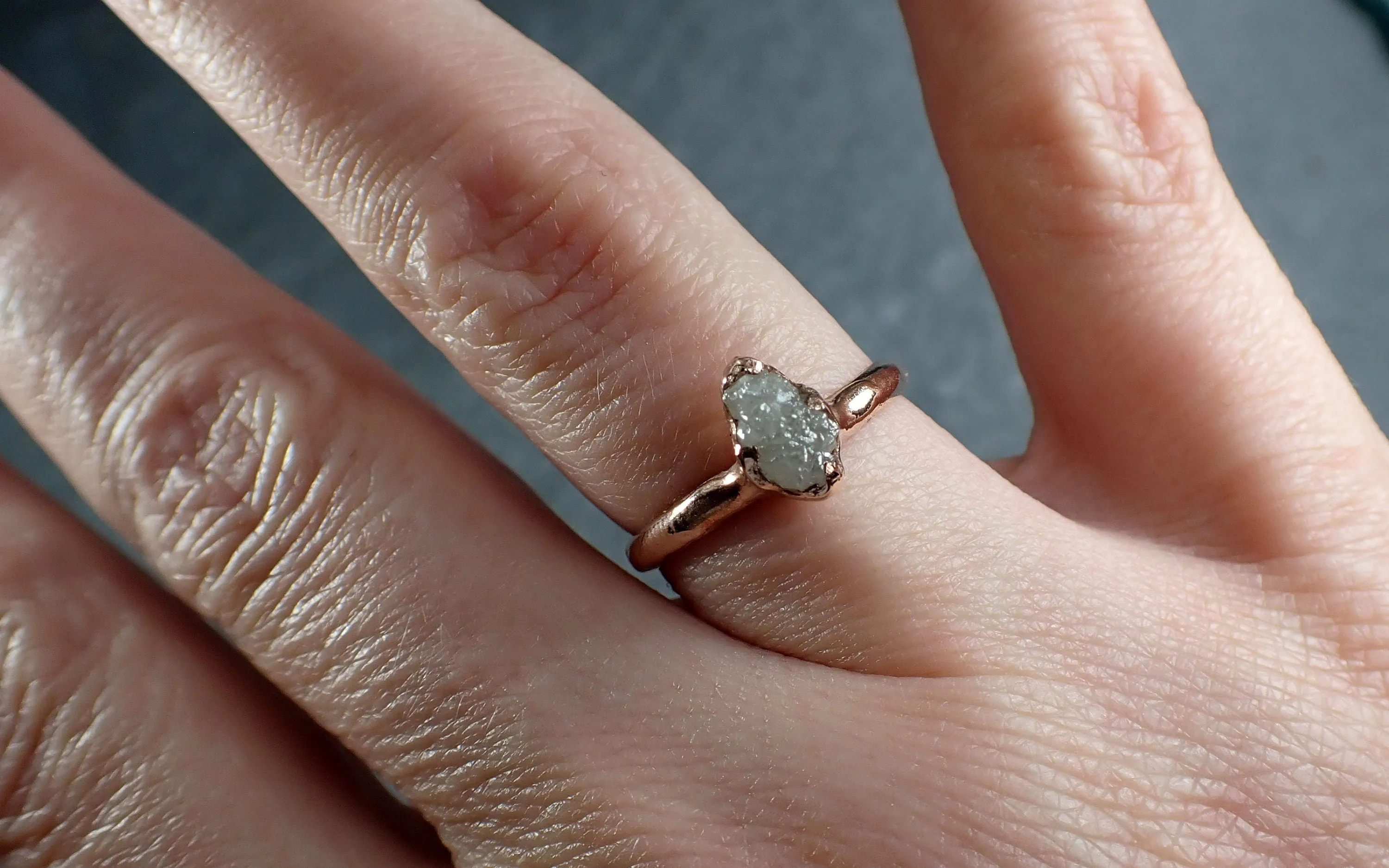 Raw Diamond Engagement Ring Rough Uncut Diamond Solitaire Recycled 14k Rose gold Conflict Free Diamond Wedding Promise 3113