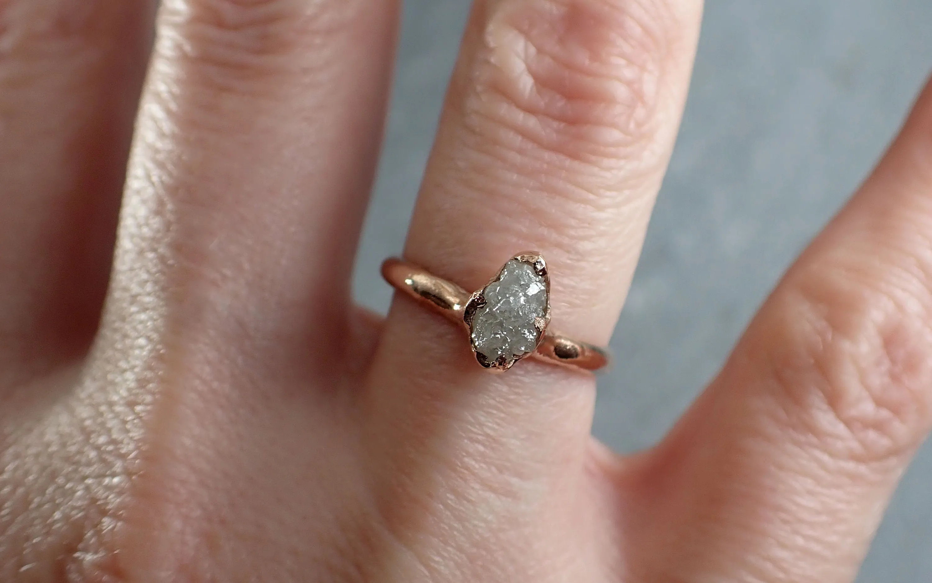 Raw Diamond Engagement Ring Rough Uncut Diamond Solitaire Recycled 14k Rose gold Conflict Free Diamond Wedding Promise 3113
