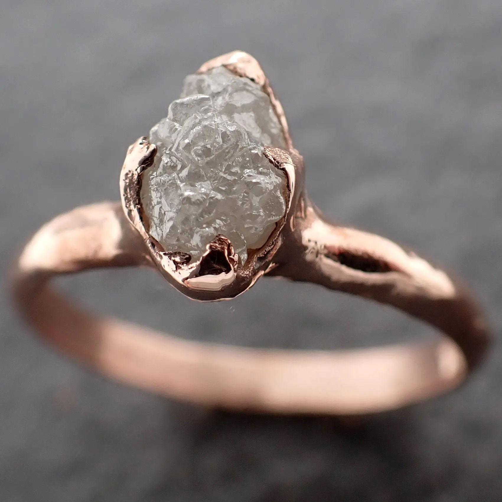 Raw Diamond Engagement Ring Rough Uncut Diamond Solitaire Recycled 14k Rose gold Conflict Free Diamond Wedding Promise 3113
