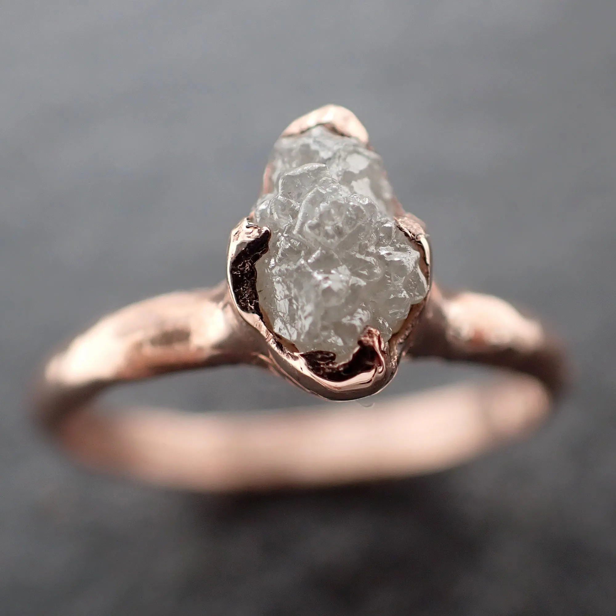 Raw Diamond Engagement Ring Rough Uncut Diamond Solitaire Recycled 14k Rose gold Conflict Free Diamond Wedding Promise 3113