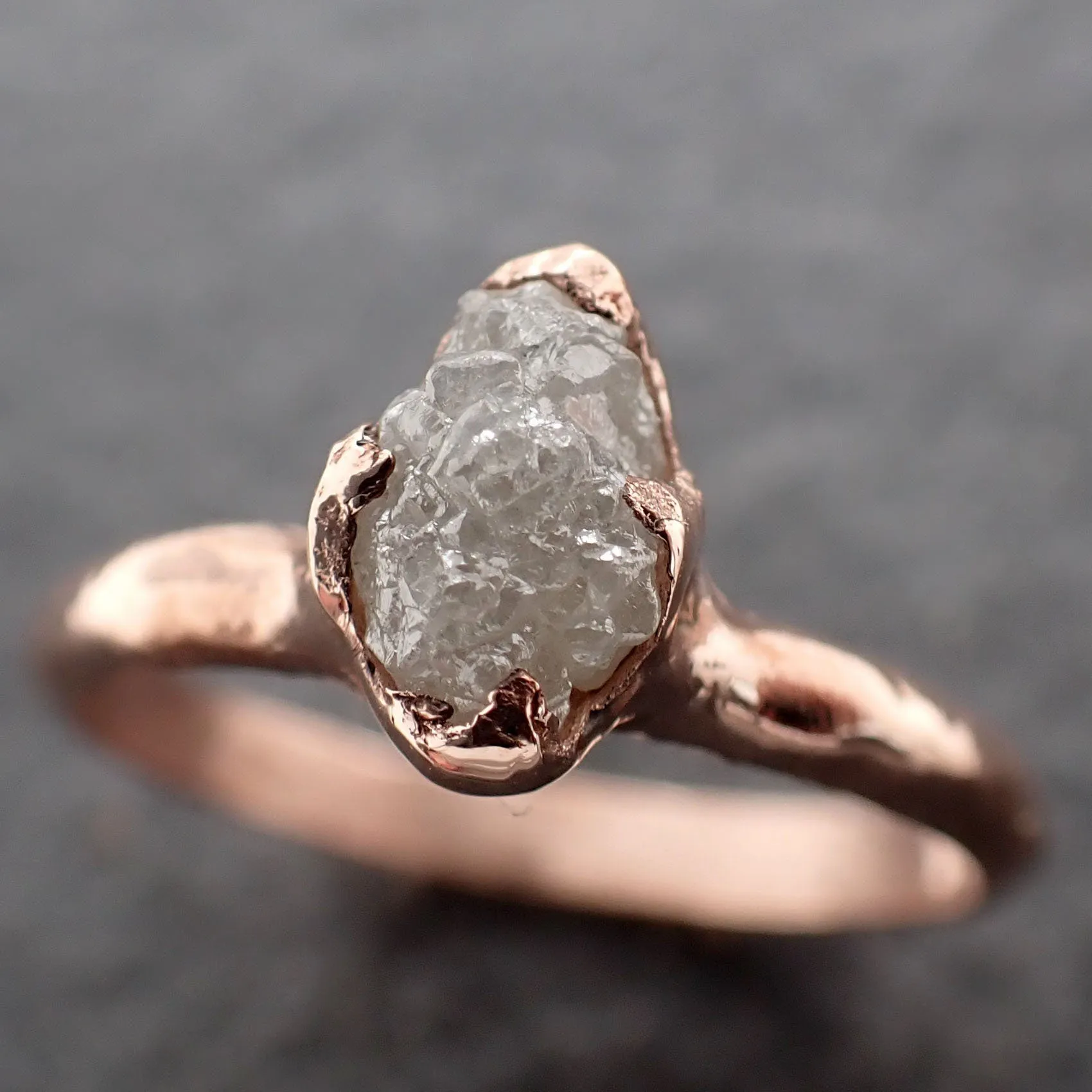 Raw Diamond Engagement Ring Rough Uncut Diamond Solitaire Recycled 14k Rose gold Conflict Free Diamond Wedding Promise 3113