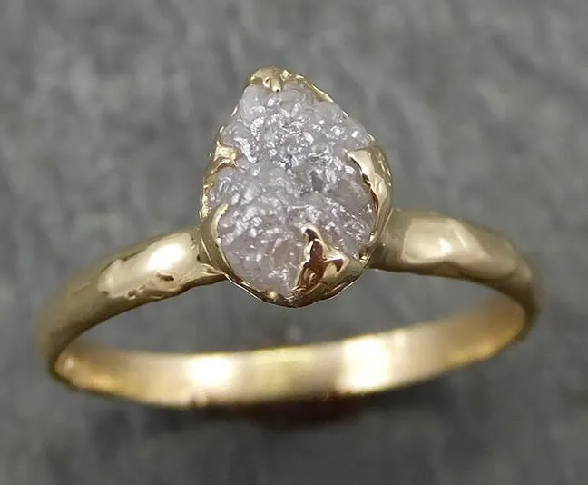 raw diamond engagement ring rough uncut diamond solitaire recycled 14k yellow gold conflict free diamond wedding promise 0634 Alternative Engagement