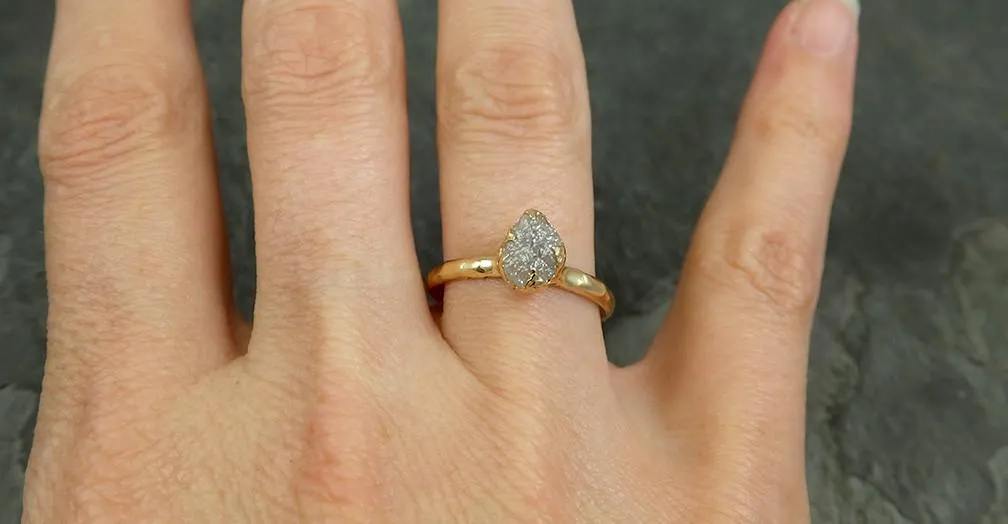 raw diamond engagement ring rough uncut diamond solitaire recycled 14k yellow gold conflict free diamond wedding promise 0634 Alternative Engagement