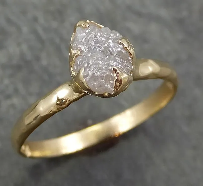 raw diamond engagement ring rough uncut diamond solitaire recycled 14k yellow gold conflict free diamond wedding promise 0634 Alternative Engagement