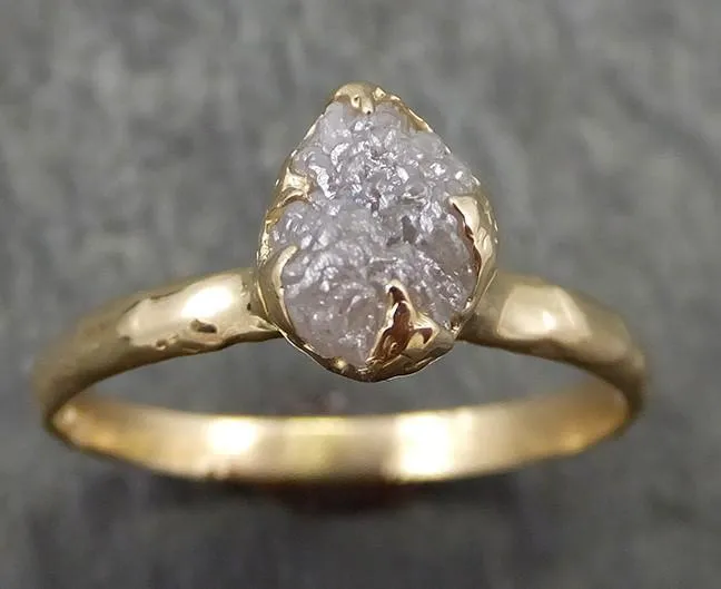 raw diamond engagement ring rough uncut diamond solitaire recycled 14k yellow gold conflict free diamond wedding promise 0634 Alternative Engagement