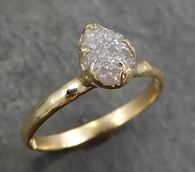 raw diamond engagement ring rough uncut diamond solitaire recycled 14k yellow gold conflict free diamond wedding promise 0634 Alternative Engagement