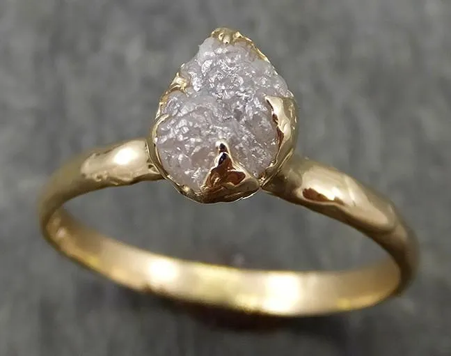 raw diamond engagement ring rough uncut diamond solitaire recycled 14k yellow gold conflict free diamond wedding promise 0634 Alternative Engagement