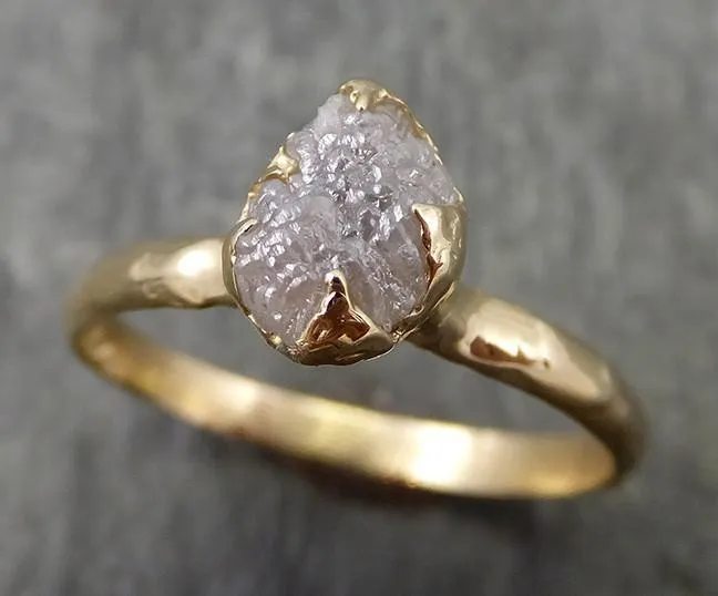raw diamond engagement ring rough uncut diamond solitaire recycled 14k yellow gold conflict free diamond wedding promise 0634 Alternative Engagement