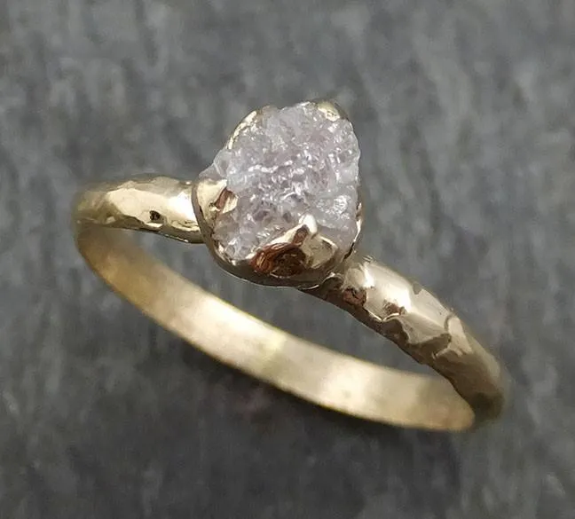raw diamond engagement ring rough uncut diamond solitaire recycled 14k yellow gold conflict free diamond wedding promise byangeline 0411 Alternative Engagement