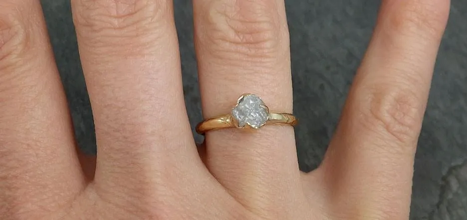 raw diamond engagement ring rough uncut diamond solitaire recycled 14k yellow gold conflict free diamond wedding promise byangeline 0425 Alternative Engagement