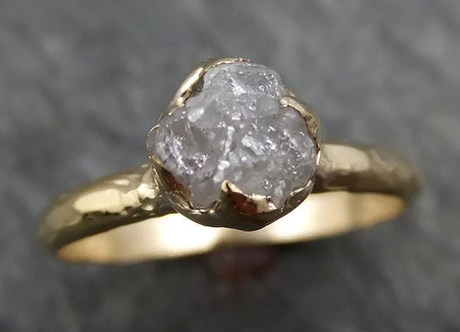 raw diamond engagement ring rough uncut diamond solitaire recycled 14k yellow gold conflict free diamond wedding promise byangeline 0425 Alternative Engagement