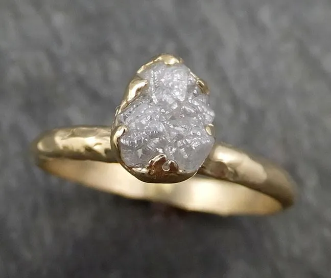 raw diamond engagement ring rough uncut diamond solitaire recycled 14k yellow gold conflict free diamond wedding promise byangeline 0426 Alternative Engagement