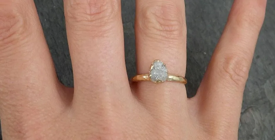 raw diamond engagement ring rough uncut diamond solitaire recycled 14k yellow gold conflict free diamond wedding promise byangeline 0426 Alternative Engagement