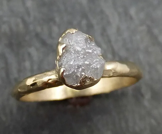 raw diamond engagement ring rough uncut diamond solitaire recycled 14k yellow gold conflict free diamond wedding promise byangeline 0426 Alternative Engagement