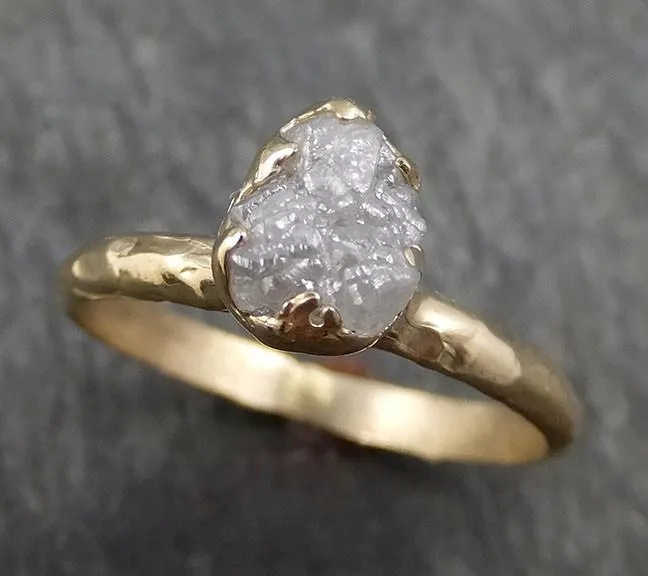 raw diamond engagement ring rough uncut diamond solitaire recycled 14k yellow gold conflict free diamond wedding promise byangeline 0426 Alternative Engagement