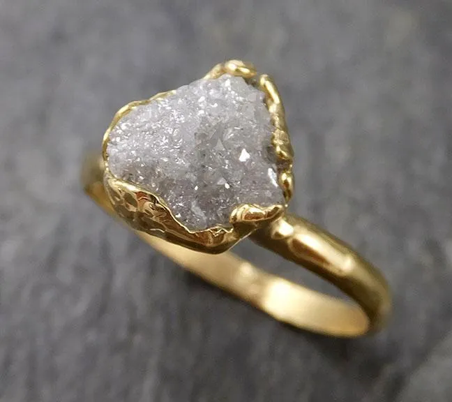 raw diamond engagement ring rough uncut diamond solitaire recycled 18k yellow gold conflict free diamond wedding promise 1312 Alternative Engagement