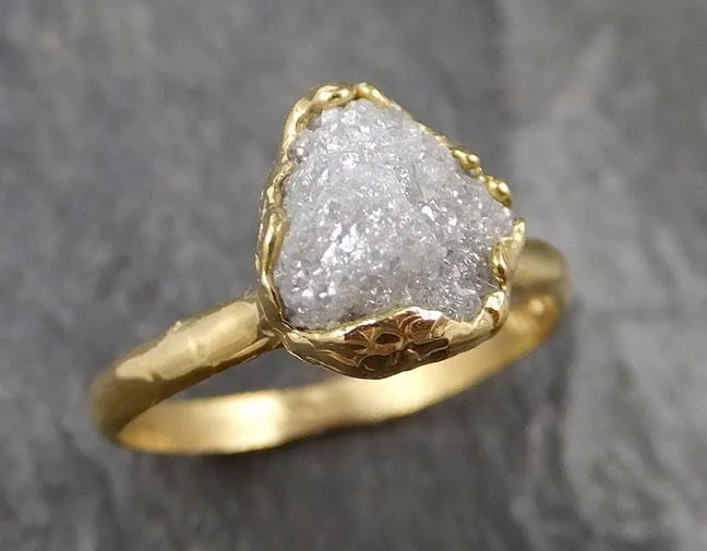 raw diamond engagement ring rough uncut diamond solitaire recycled 18k yellow gold conflict free diamond wedding promise 1312 Alternative Engagement