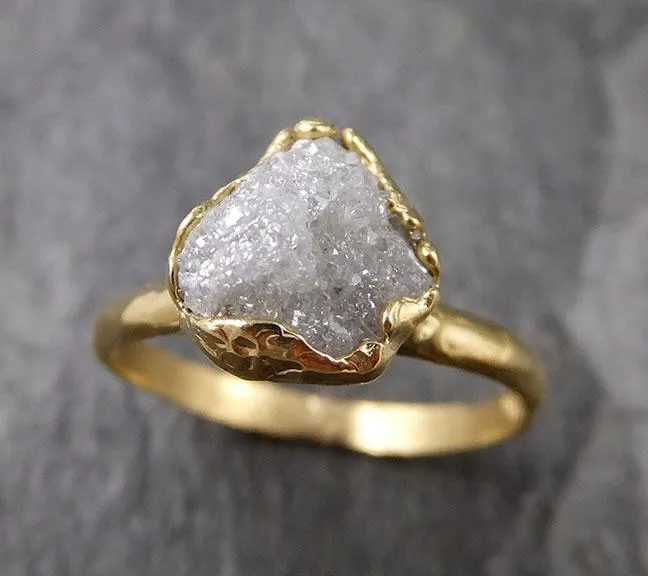 raw diamond engagement ring rough uncut diamond solitaire recycled 18k yellow gold conflict free diamond wedding promise 1312 Alternative Engagement