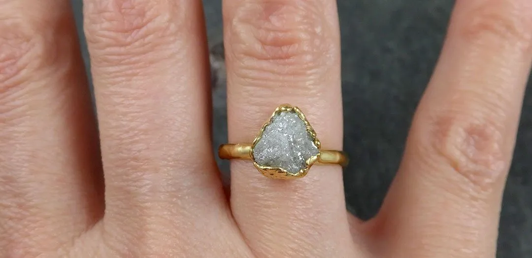 raw diamond engagement ring rough uncut diamond solitaire recycled 18k yellow gold conflict free diamond wedding promise 1312 Alternative Engagement