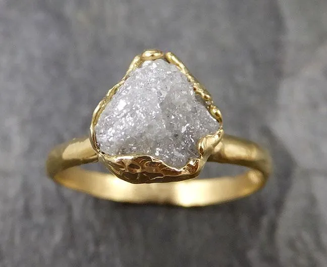 raw diamond engagement ring rough uncut diamond solitaire recycled 18k yellow gold conflict free diamond wedding promise 1312 Alternative Engagement