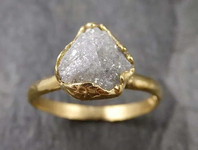 raw diamond engagement ring rough uncut diamond solitaire recycled 18k yellow gold conflict free diamond wedding promise 1312 Alternative Engagement