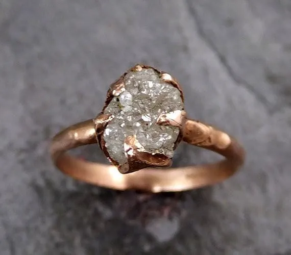raw diamond solitaire engagement ring rough 14k rose gold wedding ring diamond stacking ring rough diamond ring r039 Alternative Engagement