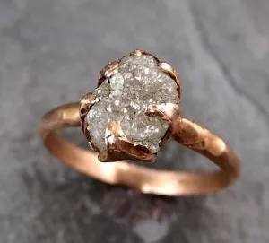 raw diamond solitaire engagement ring rough 14k rose gold wedding ring diamond stacking ring rough diamond ring r039 Alternative Engagement