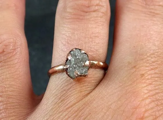 raw diamond solitaire engagement ring rough 14k rose gold wedding ring diamond stacking ring rough diamond ring r039 Alternative Engagement