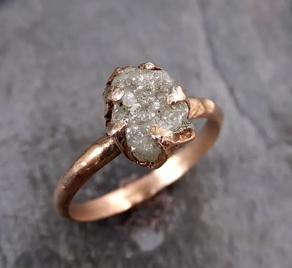 raw diamond solitaire engagement ring rough 14k rose gold wedding ring diamond stacking ring rough diamond ring r039 Alternative Engagement