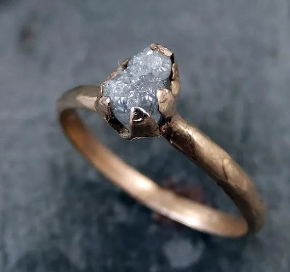 raw diamond solitaire engagement ring rough 14k rose gold wedding ring diamond wedding set stacking ring rough diamond ring Alternative Engagement