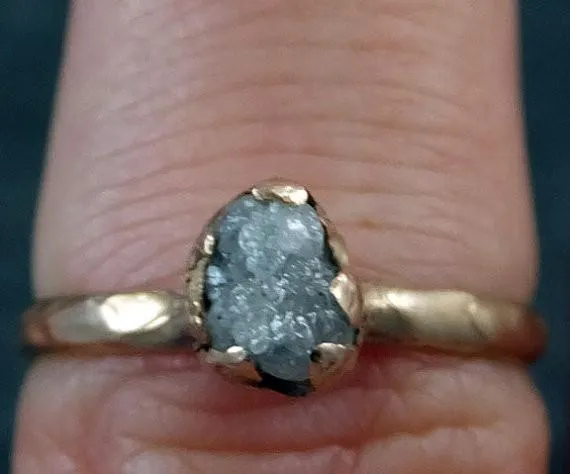 raw diamond solitaire engagement ring rough 14k rose gold wedding ring diamond wedding set stacking ring rough diamond ring Alternative Engagement