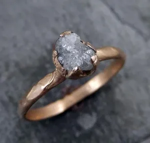 raw diamond solitaire engagement ring rough 14k rose gold wedding ring diamond wedding set stacking ring rough diamond ring Alternative Engagement