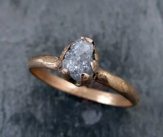 raw diamond solitaire engagement ring rough 14k rose gold wedding ring diamond wedding set stacking ring rough diamond ring Alternative Engagement