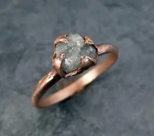 raw diamond solitaire engagement ring rough 14k rose gold wedding ring diamond wedding set stacking ring rough diamond ring by angeline Alternative Engagement