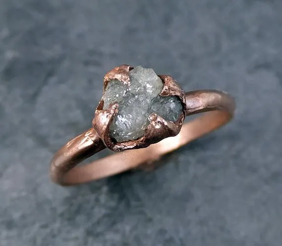 raw diamond solitaire engagement ring rough 14k rose gold wedding ring diamond wedding set stacking ring rough diamond ring by angeline Alternative Engagement