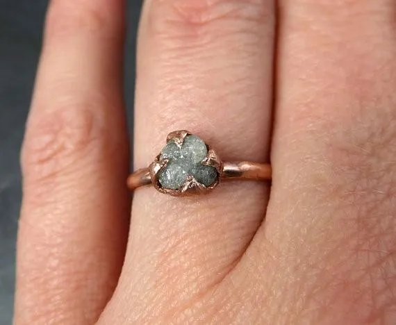 raw diamond solitaire engagement ring rough 14k rose gold wedding ring diamond wedding set stacking ring rough diamond ring by angeline Alternative Engagement