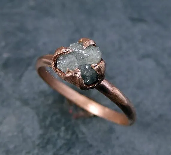 raw diamond solitaire engagement ring rough 14k rose gold wedding ring diamond wedding set stacking ring rough diamond ring by angeline Alternative Engagement