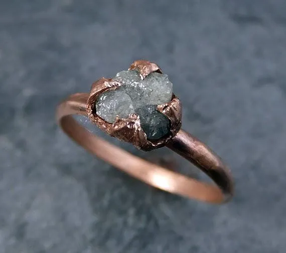 raw diamond solitaire engagement ring rough 14k rose gold wedding ring diamond wedding set stacking ring rough diamond ring by angeline Alternative Engagement